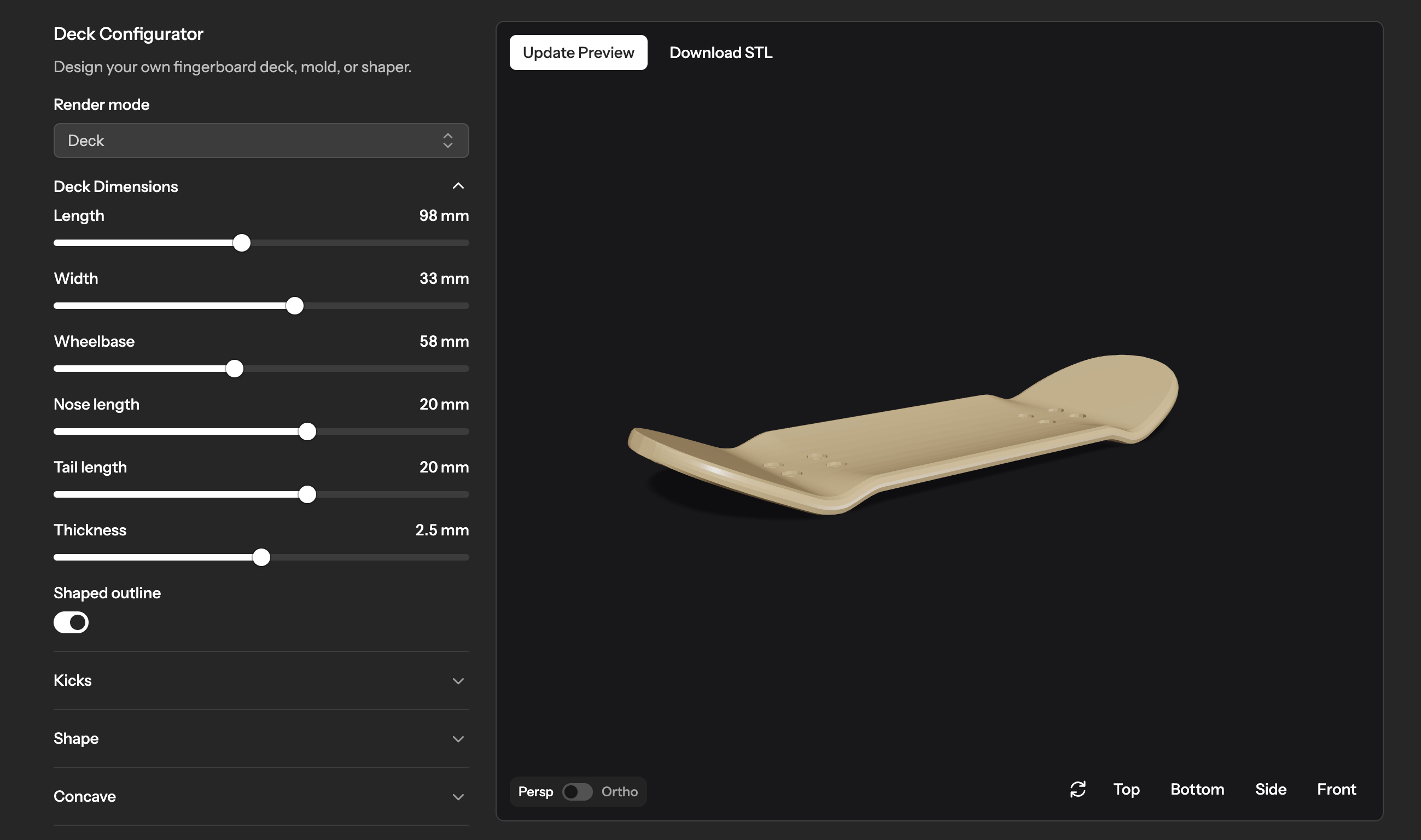 3D deck mold preview from the Studio configurator